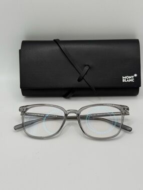 Montblanc Translucent Gray Optical Glasses MB0089OK with Black Case 52 18-145